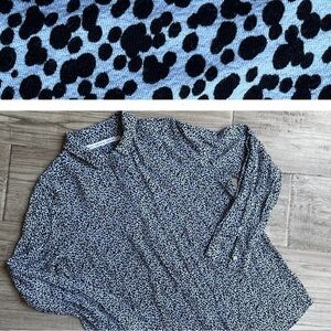 & Other Stories Blouse Long Sleeve Hidden Button Down Dot Print Blue/Black SZ 10